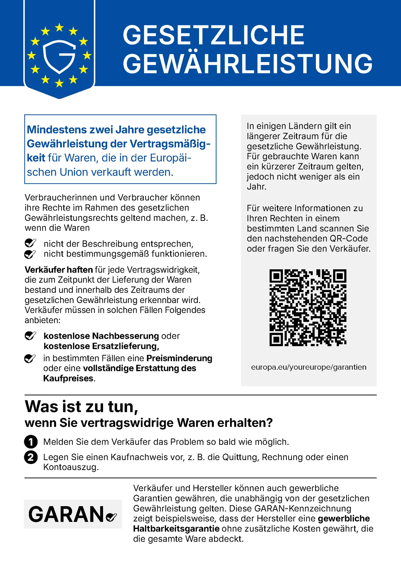 Bildliche Darstellung der Gewährleistungsbeschreibung Bildliche Darstellung der Gewährleistungsbeschreibung