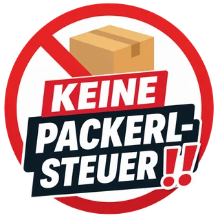 Grafischer Hinweis: Keine Packerlsteuer