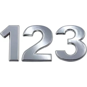 Ziffer selbstklebend, Type 3, Höhe 30 mm, Aluminium silber eloxiert
