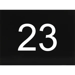 Nummernschild selbstklebend, 40 x 30 mm, Type 23, Kunststoff schwarz glänzend