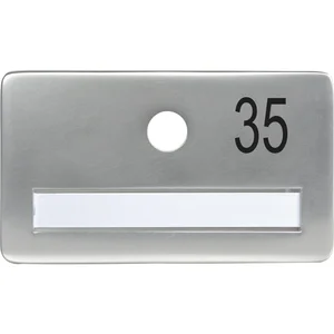 SOLIDO Namensschild ohne Spion, Bohrung ø 14, Alu silber eloxiert, Gravur Nr. 35