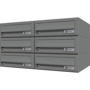 JU Hausbrieffachanlage 6-teilig, 600 x 330 x 380 mm, Stahl grau RAL 9007