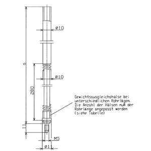 BKS Treibriegelstange 9036, 1385 mm, m. Feder u. Gleitstopfen für oben, verzinkt