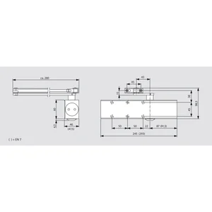 DORMAKABA Türschließer TS 83 mit Flachgestänge, EN 3-6, silber