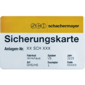 Sicherungskarte Zweitschrift Eigenprofil ABUS/DORMAKABA/EVVA/WINKHAUS