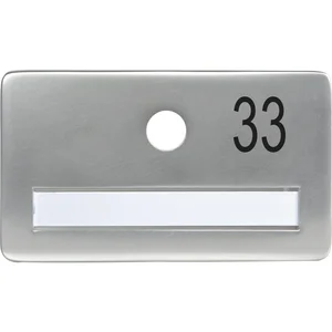 SOLIDO Namensschild ohne Spion, Bohrung ø 14, Alu silber eloxiert, Gravur Nr. 33