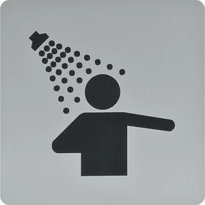 WC Symbol Duschraum selbstklebend, 100 x 100 mm, Kunststoff alufarbig
