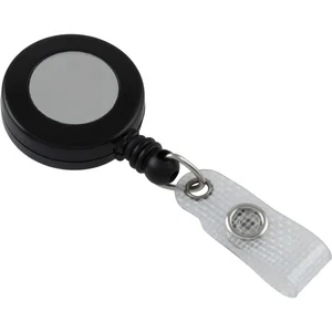 IDENTA Kartenjojo rund mit Gürtelclip Silberdisk Nylonschnur L=600 mm schwarz