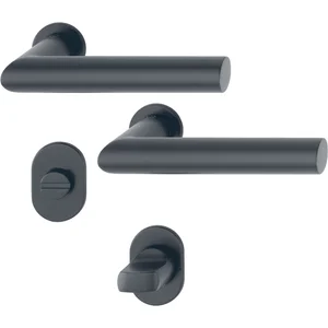 HOPPE Drückergarnitur AMSTERDAM - auf mini Rosette WC, 40-45, schwarz matt