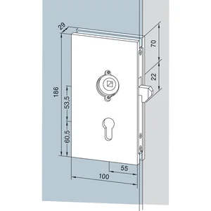 DORMA-Glas Schiebetürschloss 05.200, silber eloxiert