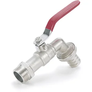 REHAU Wasserhahn mit Kugelventil 3/4 Zoll, Messing matt verchromt