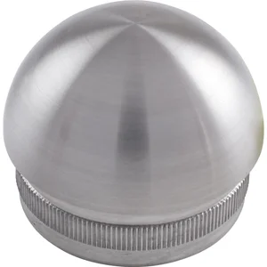 ECONOMY Rändelkappe halbrund hohl, Rohr ø 42,4 x 2 mm,Edelstahl geschliffen V2A