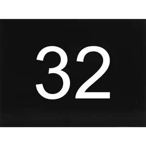 Nummernschild selbstklebend, 40 x 30 mm, Type 32, Kunststoff schwarz glänzend