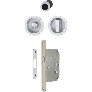HOPPE Schiebetürmuschel Set 4920 - WC mit Schloss, rund, verchromt satiniert