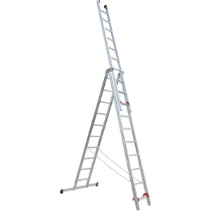 JUST Alu-Mehrzweck Industrieleiter 3-tlg.Type 53 Sprossen=3x 9 Länge=4,38/6,18 m