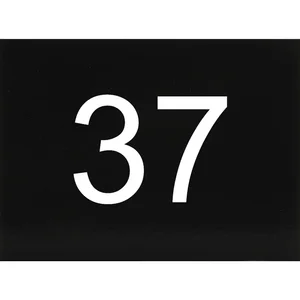 Nummernschild selbstklebend, 40 x 30 mm, Type 37, Kunststoff schwarz glänzend
