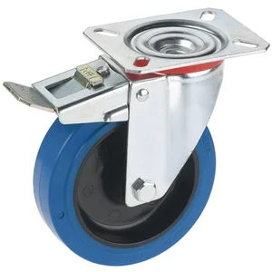 DÖRNER + HELMER Lenkrolle Elastik blau Platte 100 mm 150 kg Feststeller