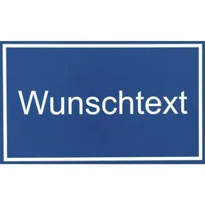Leerschild inkl. zweizeiligem Text, Kunststoff blau/weiß
