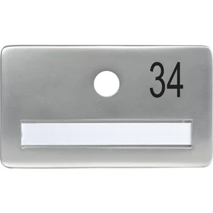SOLIDO Namensschild ohne Spion, Bohrung ø 14, Alu silber eloxiert, Gravur Nr. 34