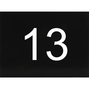 Nummernschild selbstklebend, 40 x 30 mm, Type 13, Kunststoff schwarz glänzend