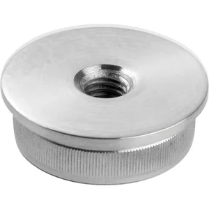 CROSO Rändelkappe flach mit Bohrung M8, für ø 42,4 x 3,0 mm, Edelstahl V2A