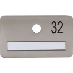 SOLIDO Namensschild ohne Spion, Bohrung ø 14, Edelstahl satiniert, Gravur Nr. 32