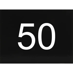 Nummernschild selbstklebend, 40 x 30 mm, Type 50, Kunststoff schwarz glänzend