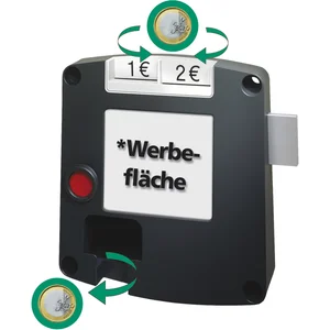 Pfandschloss Safe-O-Mat twin coin mit Kugelhalter, Kunststoff grau, rechts