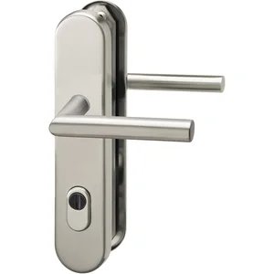 GRUNDMANN Sicherheits-Drückergarnitur 2552 L-Form,KZS, 8,5 mm,RC2,Edelstahl matt