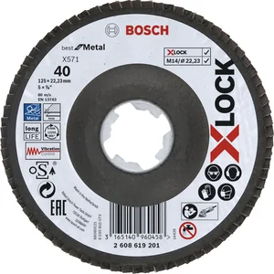 BOSCH Schleiflamellenteller Best for Metal X-LOCK gekröpft Ø 125 mm Korn 40