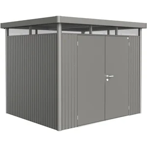 BIOHORT Gerätehaus HighLine H3 quarzgrau-metallic Doppeltür