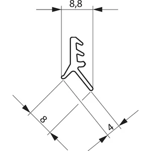 GU Dichtungsprofil P743, unten und vertikal, Kunststoff schwarz