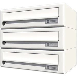 JU Hausbrieffachanlage 3-teilig, 375 x 330 x 280 mm, Stahl weiß RAL 9016