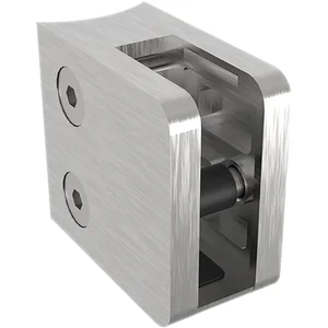 ECONOMY Glasklemmbeschlag Mod.23 Rundrohr 42,4mm,eckig,Edelstahl geschliffenV2A