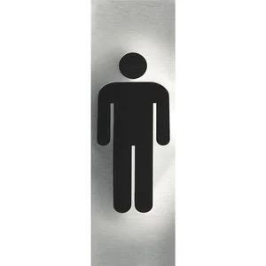 WC Symbol Mann selbstklebend, 48 x 150 mm, Edelstahl gebürstet