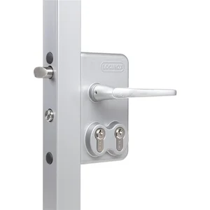 Gittertorschloss LDKZ5050 D1L, 2 PZW, für 50 mm Vierkantrohr, Alu silberfärbig