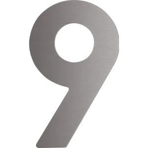 Hausnummer 9 - Höhe 120 mm, mit 2 Gewindenocken M5, Edelstahl