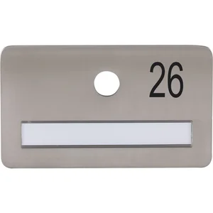 SOLIDO Namensschild ohne Spion, Bohrung ø 14, Edelstahl satiniert, Gravur Nr. 26