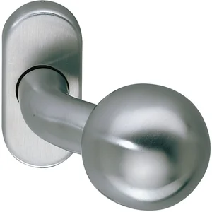 Türknopf drehbar auf Rosette oval, Edelstahl matt