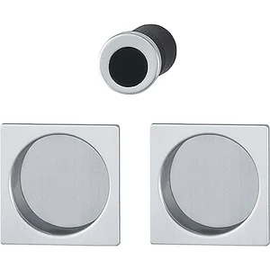 HOPPE Schiebetürmuschel Set 4921 - BL,eckige Rosette, Aluminium verchromt matt