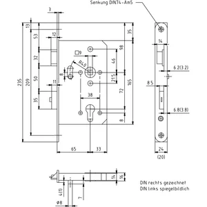BMH Fluchttürhauptschloss 1122, 2-flg. Funktion B/EN 179, links, DM65, Edelstahl