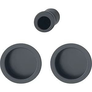 HOPPE Schiebetürmuschel Set 4920 - BL, runde Rosette, Aluminium schwarz matt