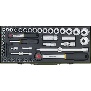 PROXXON Steckschlüssel-Satz 1/4"+1/2"vierkant mit Umschaltknarre 56-teilig