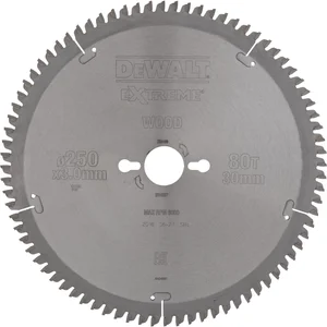 DEWALT Kreissägeblatt HW ø 250x3,0x30 mm Z80 Trapez/Flachzahn (TR/FZ) negativ