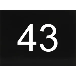 Nummernschild selbstklebend, 40 x 30 mm, Type 43, Kunststoff schwarz glänzend