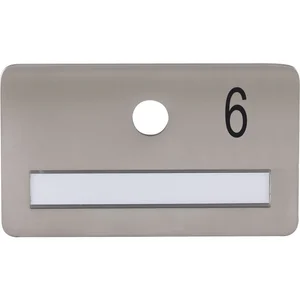 SOLIDO Namensschild ohne Spion, Bohrung ø 14, Edelstahl satiniert, Gravur Nr. 6