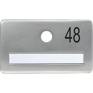 SOLIDO Namensschild ohne Spion, Bohrung ø 14, Alu silber eloxiert, Gravur Nr. 48