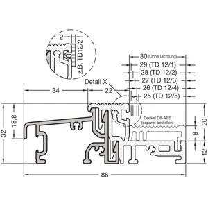 GUTMANN Türschwelle Weser 86/32 TI L=6000 mm auf Maß Alu silber eloxiert
