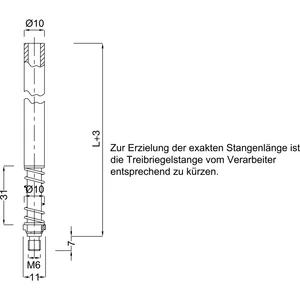 BMH Treibriegelstange 1109, 1500 mm, mit Feder für oben u. unten, Stahl verzinkt