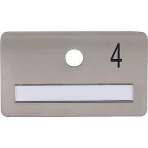 SOLIDO Namensschild ohne Spion, Bohrung ø 14, Edelstahl satiniert, Gravur Nr. 4